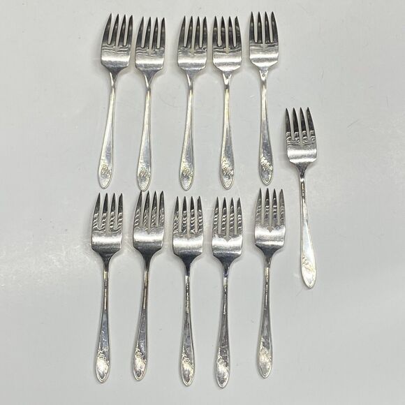 11 Tudor Plate Oneida Community Small Forks Flatware Queen Bess II Floral - Picture 8 of 11